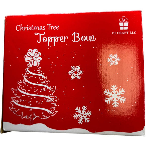 Christmas tree topper Bow Silver New in Box Never Used - Picture 1 of 6